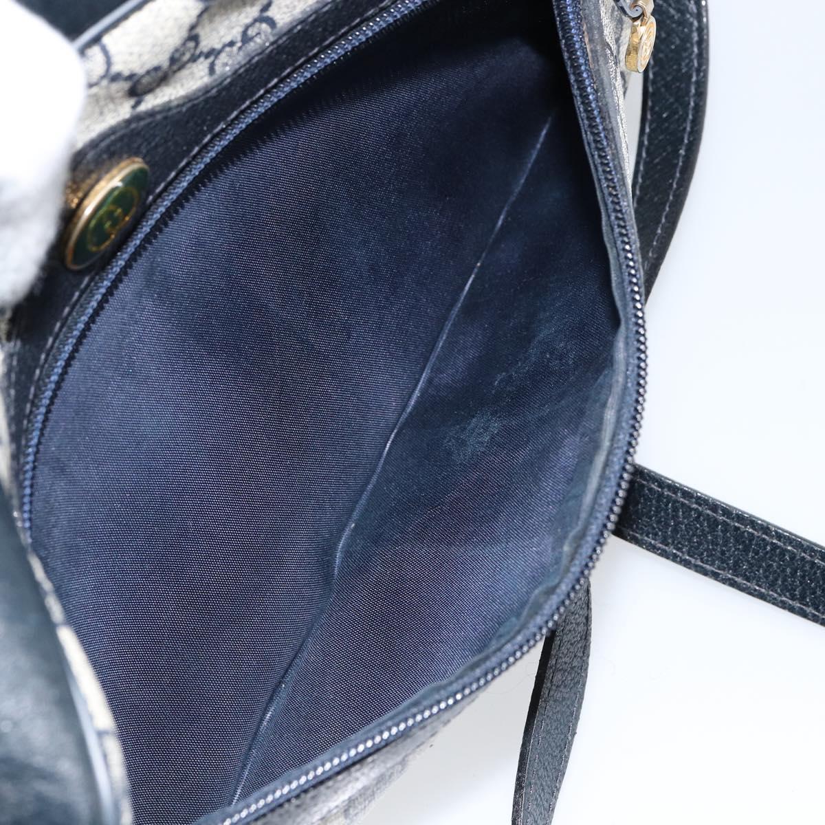 GUCCI GG Supreme Sherry Line Shoulder Bag PVC Navy Gold Auth 148163