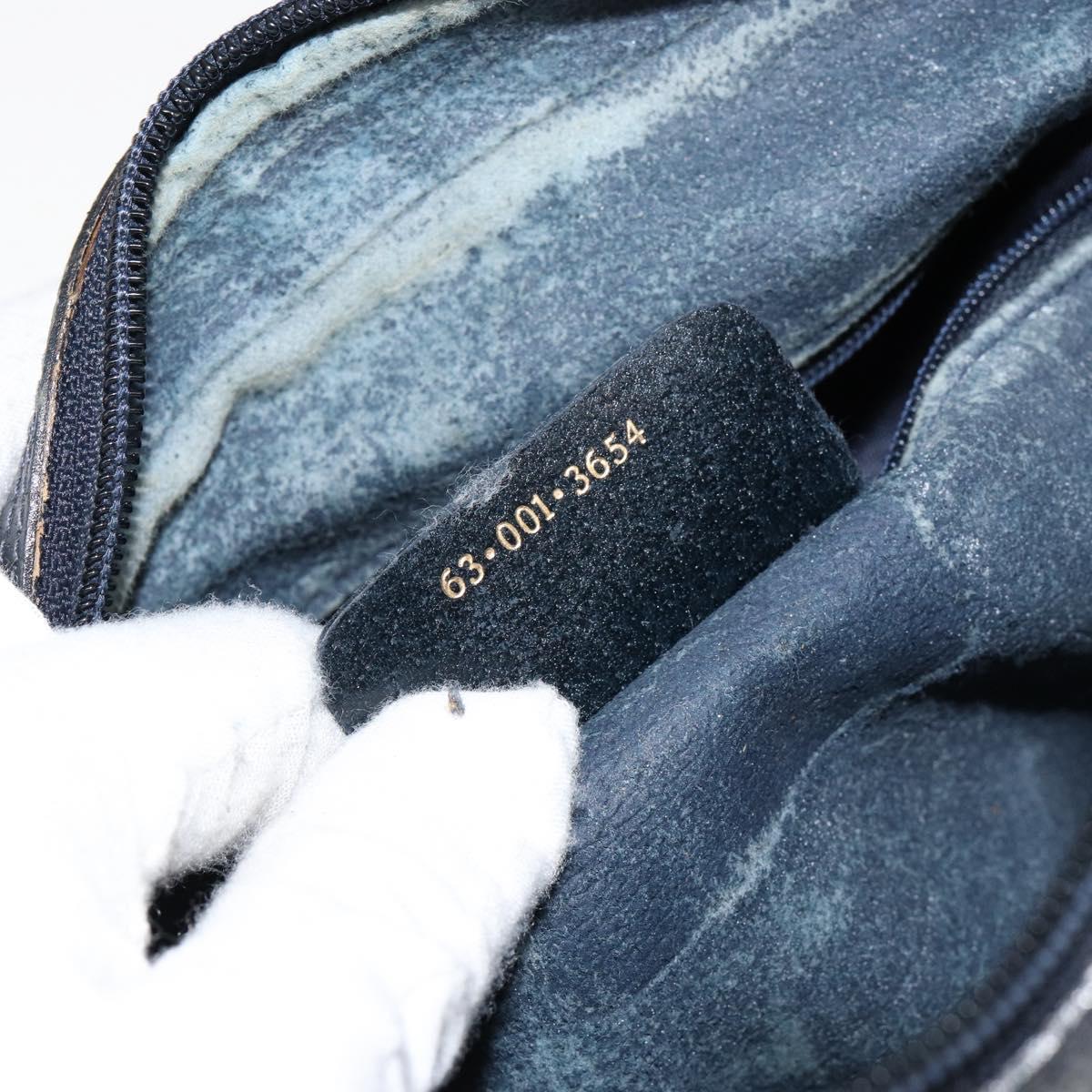 GUCCI GG Supreme Sherry Line Shoulder Bag PVC Navy Gold Auth 148163