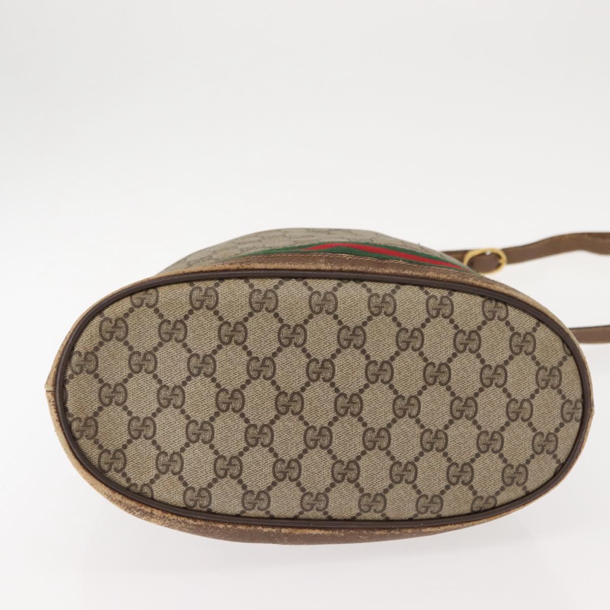 GUCCI GG Supreme Web Sherry Line Bag PVC Beige Gold 41 02 085 Auth 148164