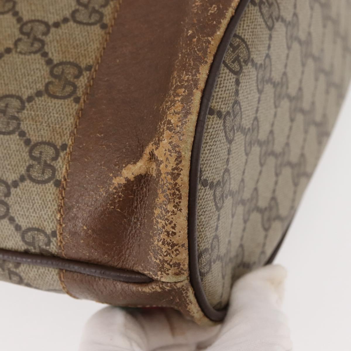 GUCCI GG Supreme Web Sherry Line Bag PVC Beige Gold 41 02 085 Auth 148164