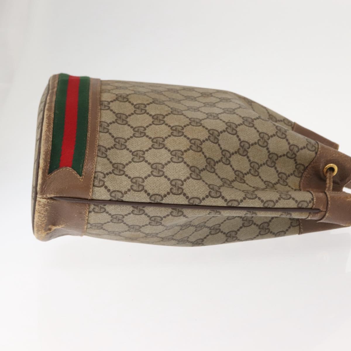 GUCCI GG Supreme Web Sherry Line Bag PVC Beige Gold 41 02 085 Auth 148164