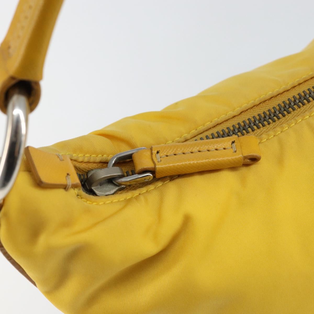 PRADA Shoulder Bag Nylon Yellow Silver Auth 148171