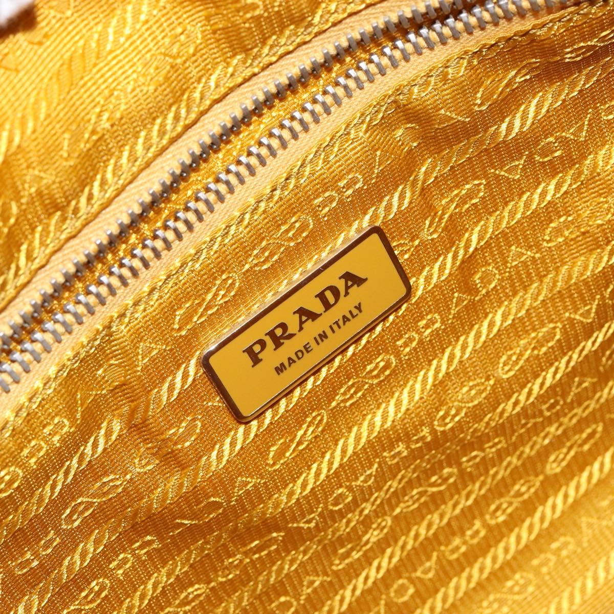 PRADA Shoulder Bag Nylon Yellow Silver Auth 148171