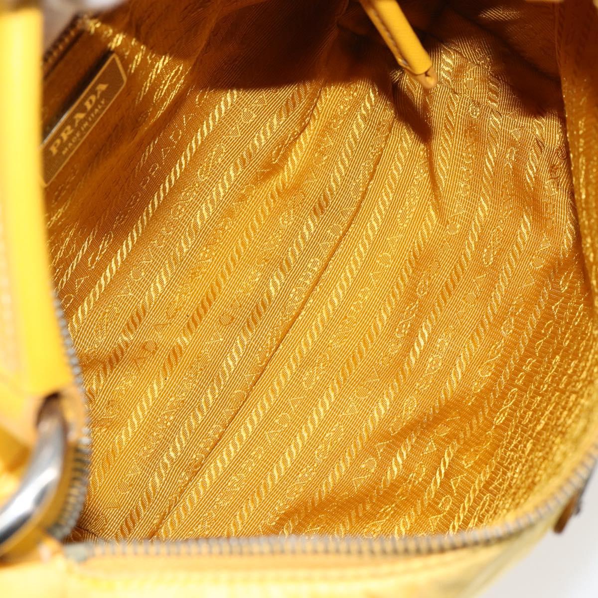 PRADA Shoulder Bag Nylon Yellow Silver Auth 148171