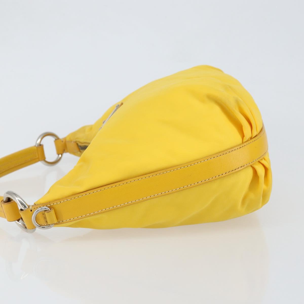 PRADA Shoulder Bag Nylon Yellow Silver Auth 148171