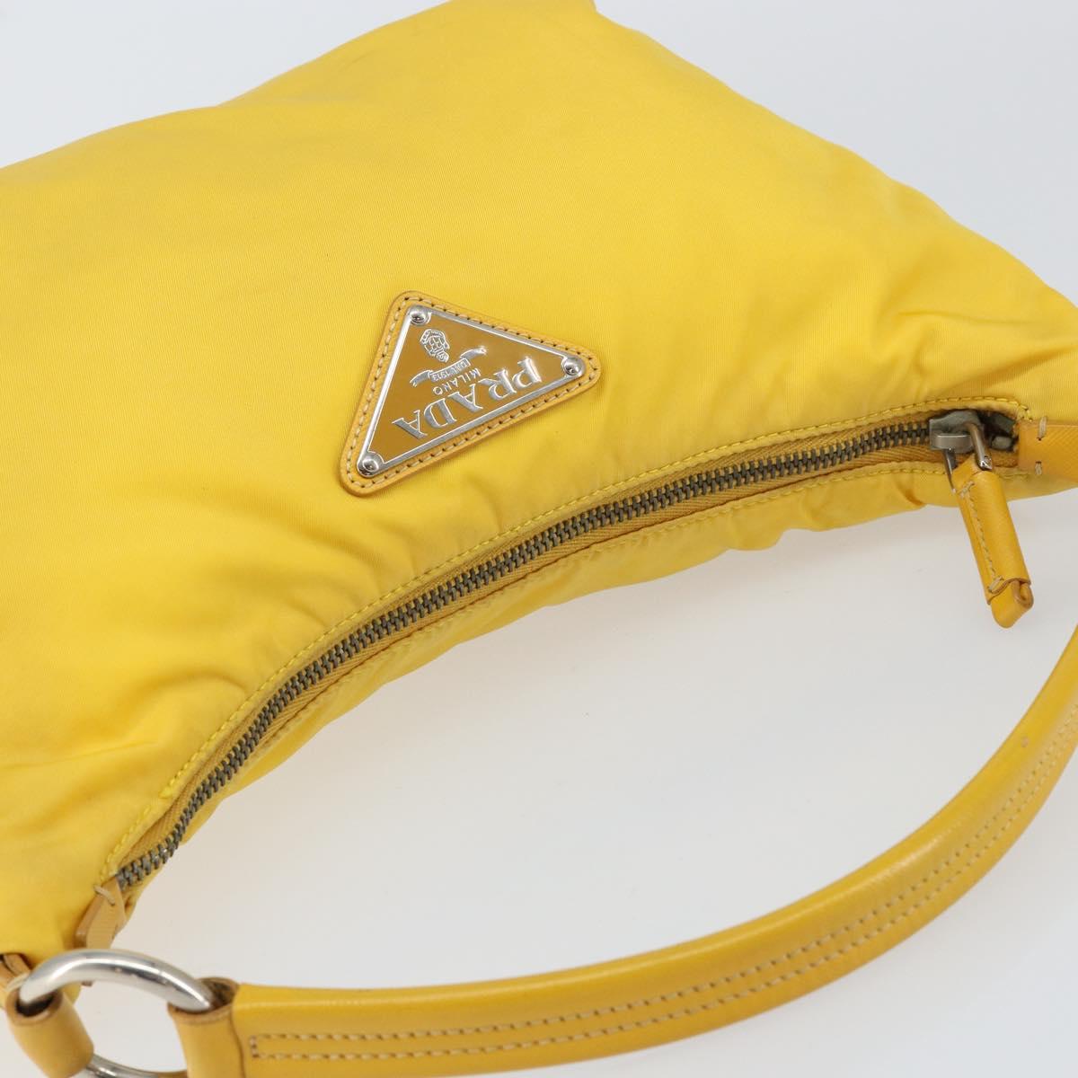 PRADA Shoulder Bag Nylon Yellow Silver Auth 148171