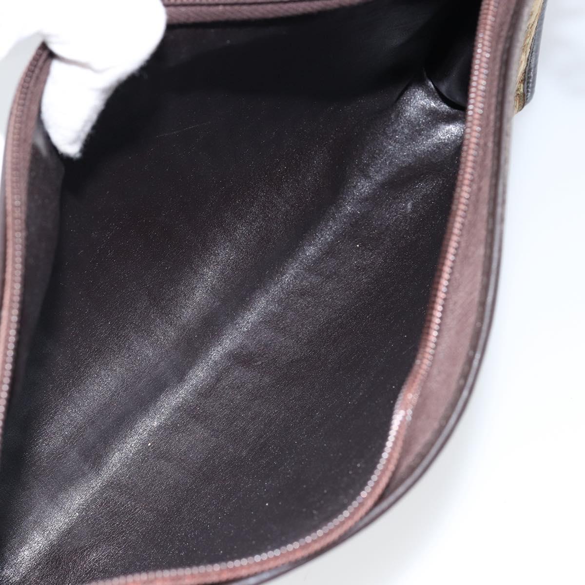 Christian Dior Trotter Canvas Shoulder Bag Beige Gold Auth 148173