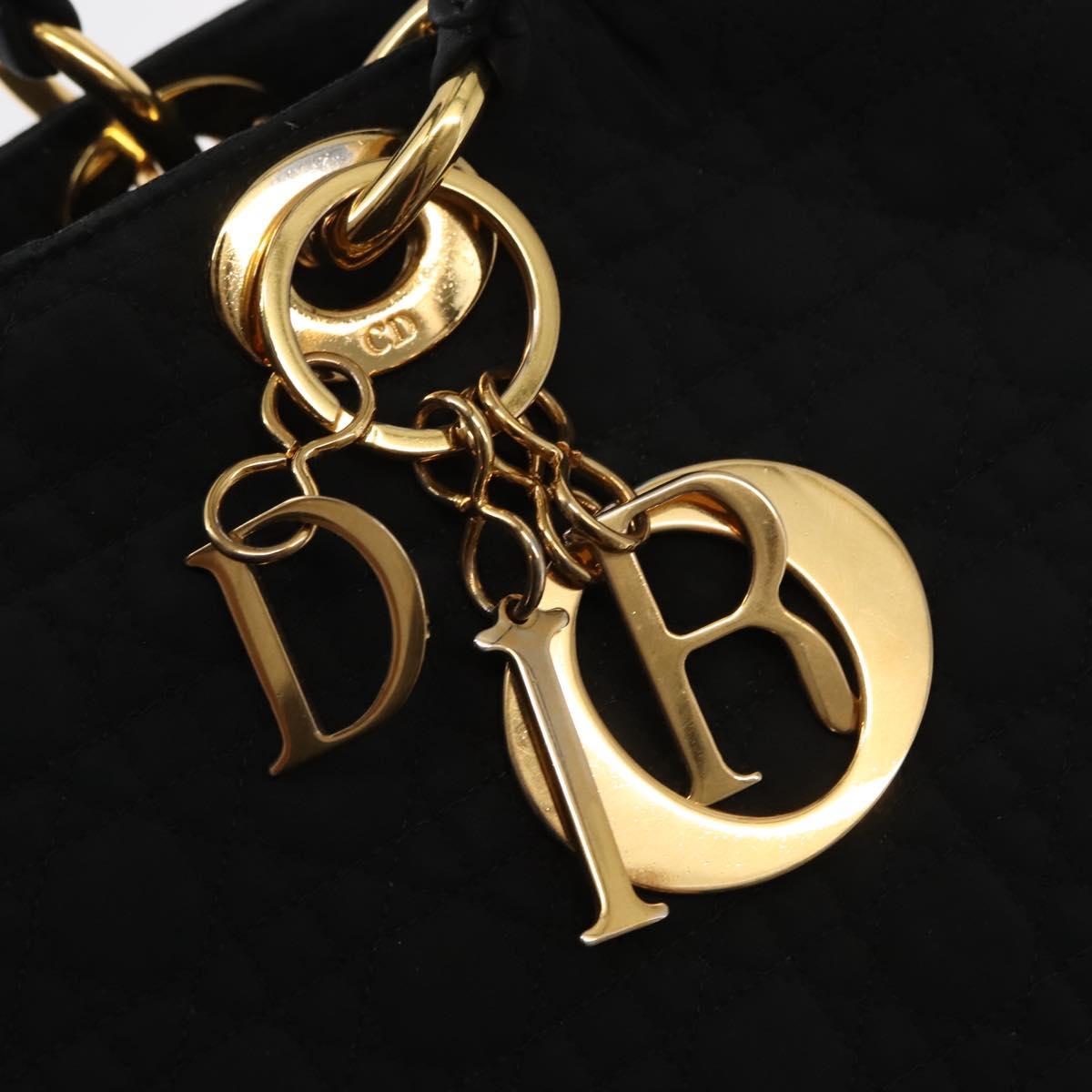 Christian Dior Canage Tote Bag Nylon Black Gold Auth 148174