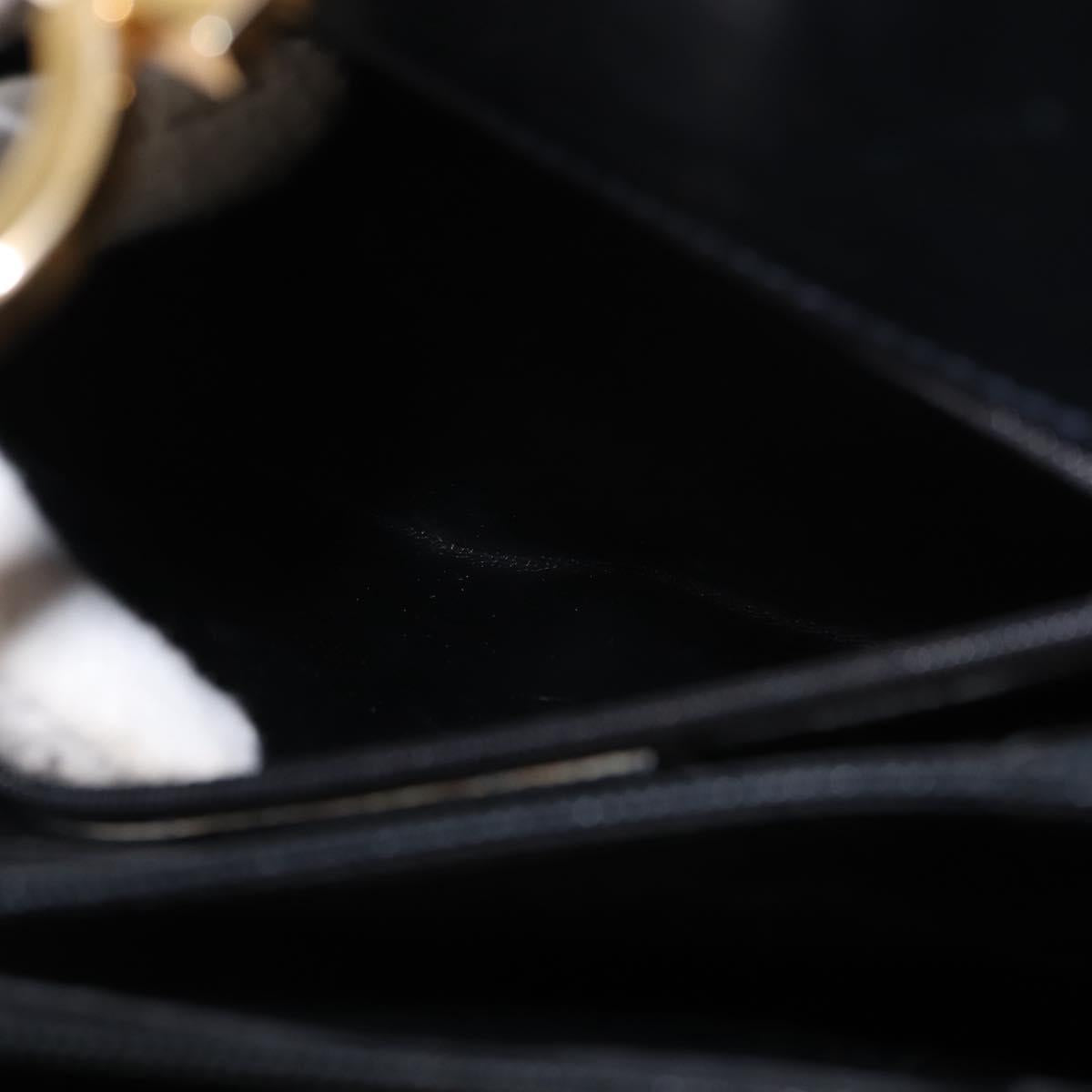 Salvatore Ferragamo Gancini Shoulder Bag Leather Navy Gold Auth 148175