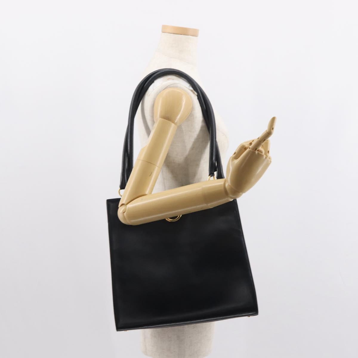 Salvatore Ferragamo Gancini Shoulder Bag Leather Navy Gold Auth 148175