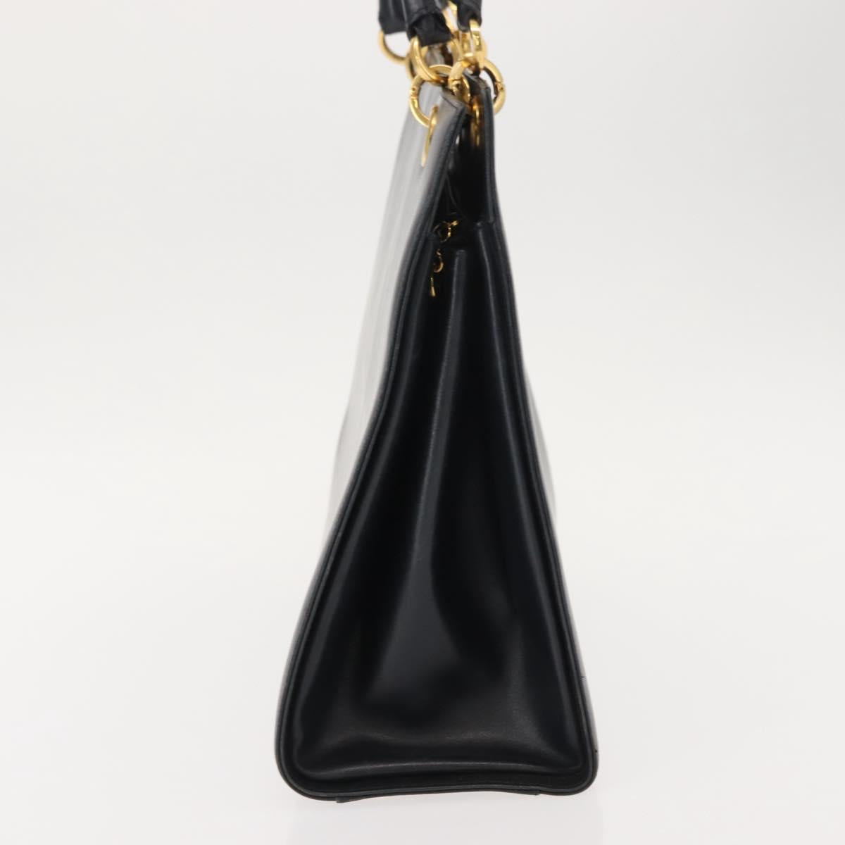 Salvatore Ferragamo Gancini Shoulder Bag Leather Navy Gold Auth 148175