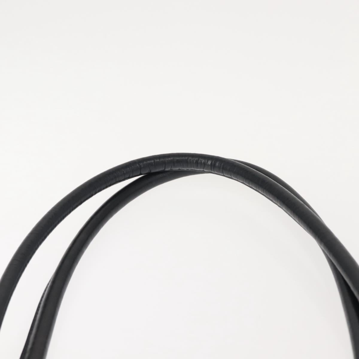 Salvatore Ferragamo Gancini Shoulder Bag Leather Navy Gold Auth 148175