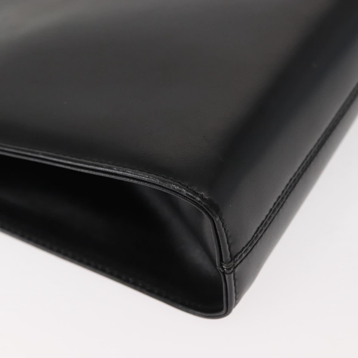 Salvatore Ferragamo Gancini Chain Shoulder Bag Leather Black Gold Auth 148176