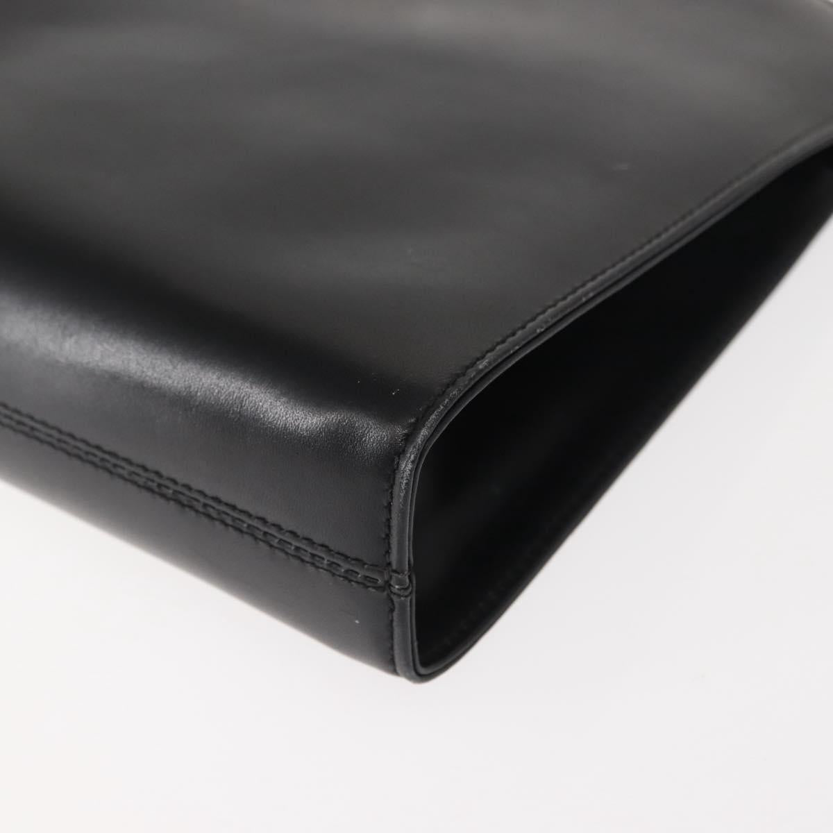 Salvatore Ferragamo Gancini Chain Shoulder Bag Leather Black Gold Auth 148176