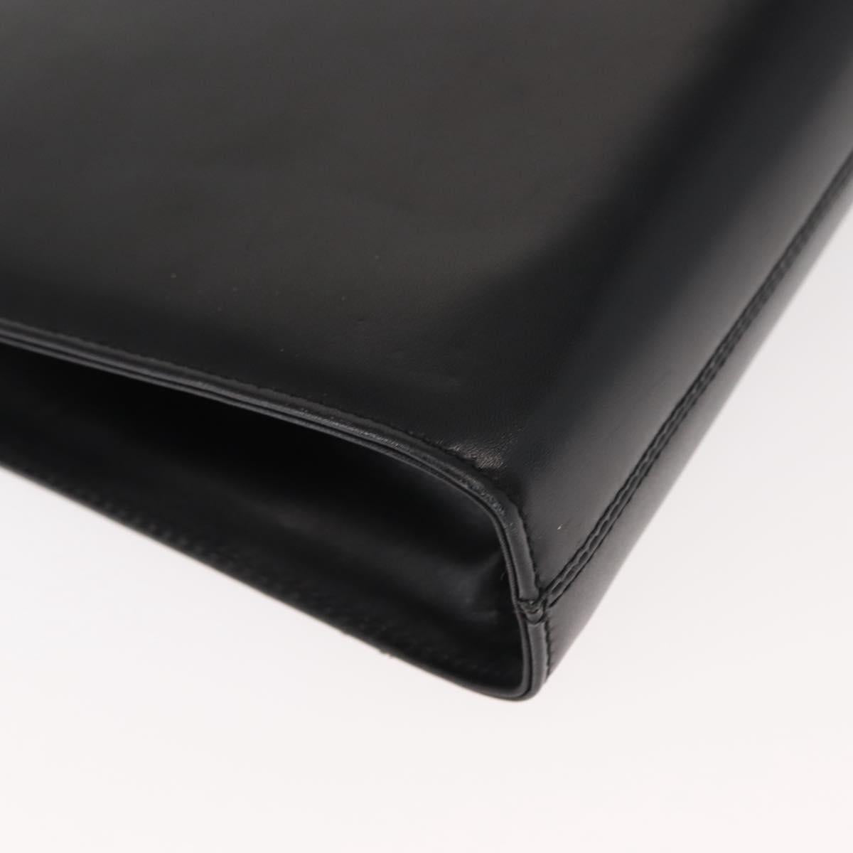 Salvatore Ferragamo Gancini Chain Shoulder Bag Leather Black Gold Auth 148176