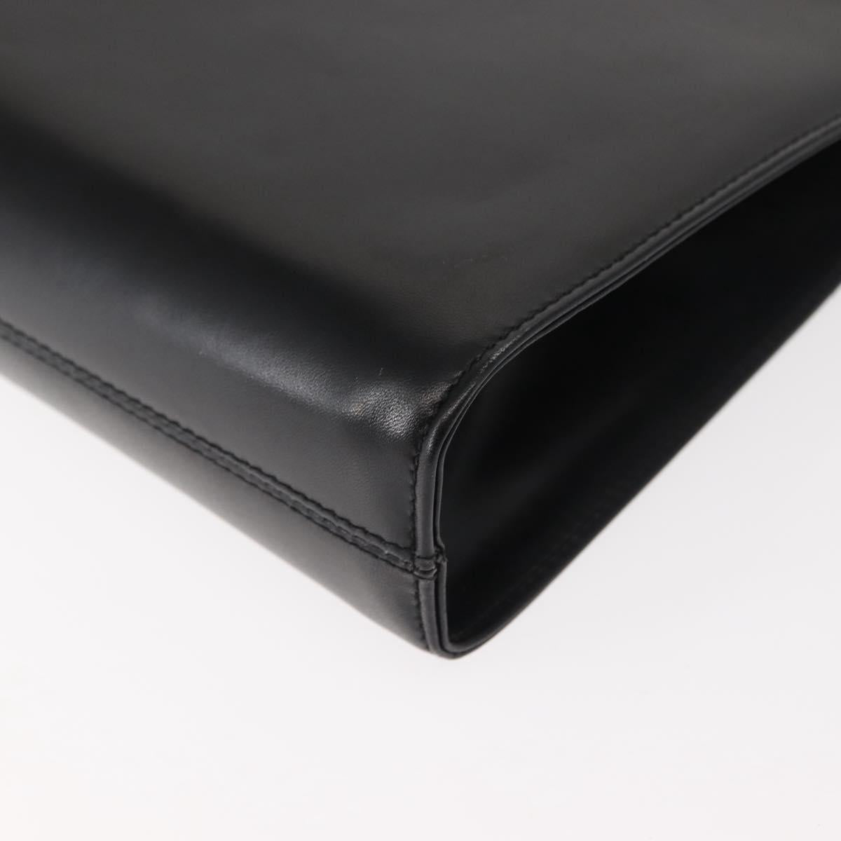 Salvatore Ferragamo Gancini Chain Shoulder Bag Leather Black Gold Auth 148176