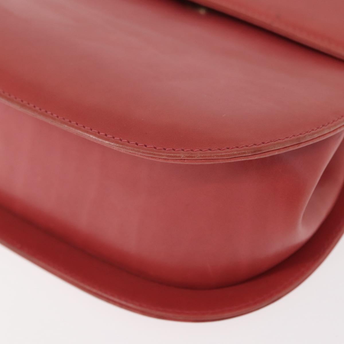 Salvatore Ferragamo Gancini Shoulder Bag Leather Pink Gold Auth 148179