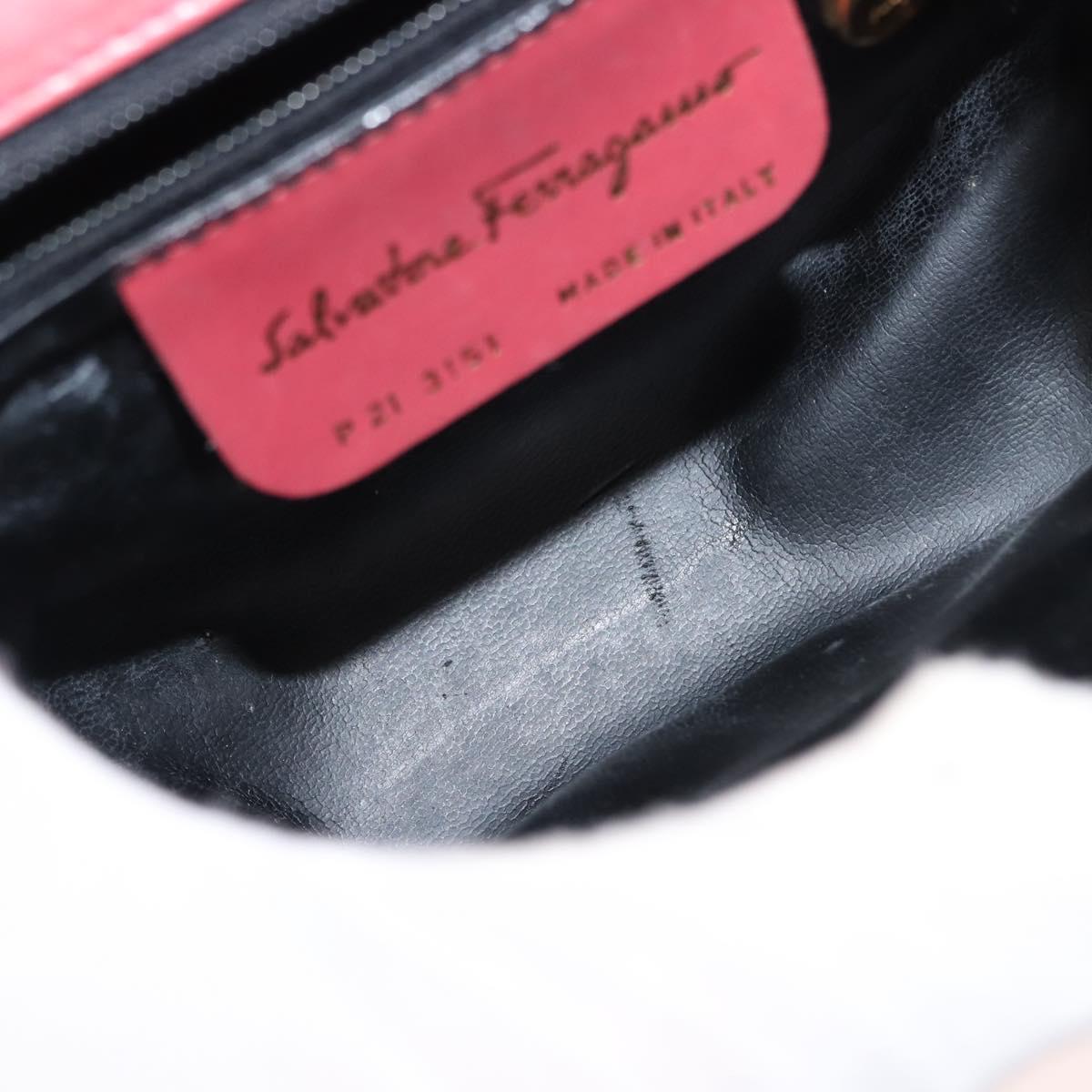 Salvatore Ferragamo Gancini Shoulder Bag Leather Pink Gold Auth 148179