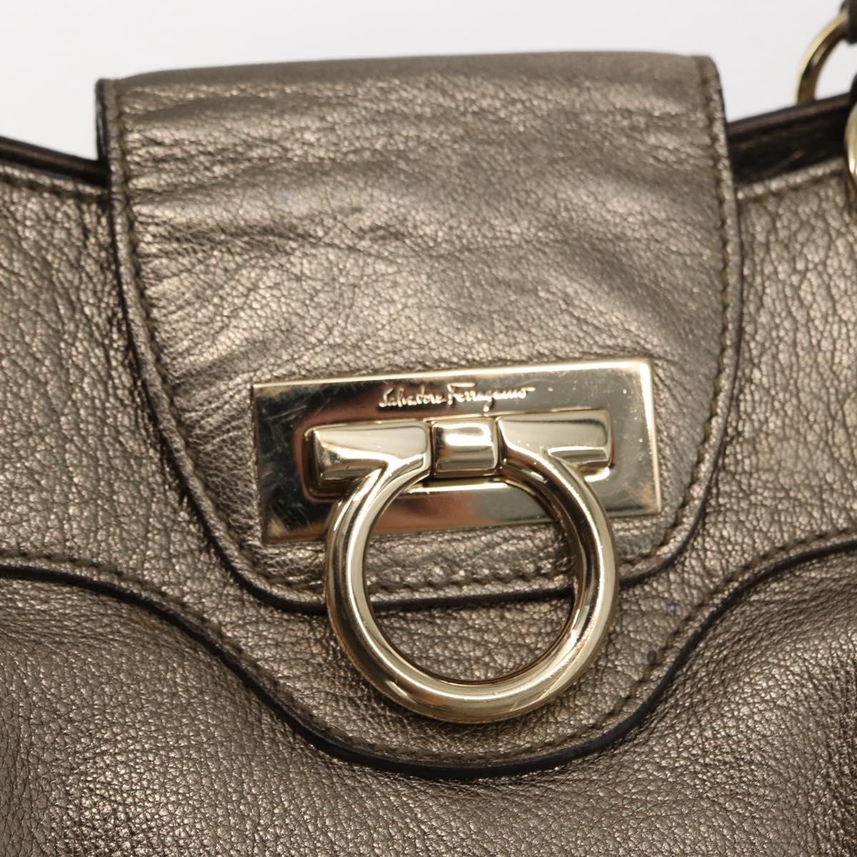 Salvatore Ferragamo Gancini Tote Bag Leather Gold Tone Auth 148181