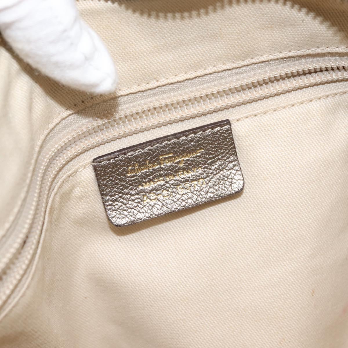 Salvatore Ferragamo Gancini Tote Bag Leather Gold Tone Auth 148181