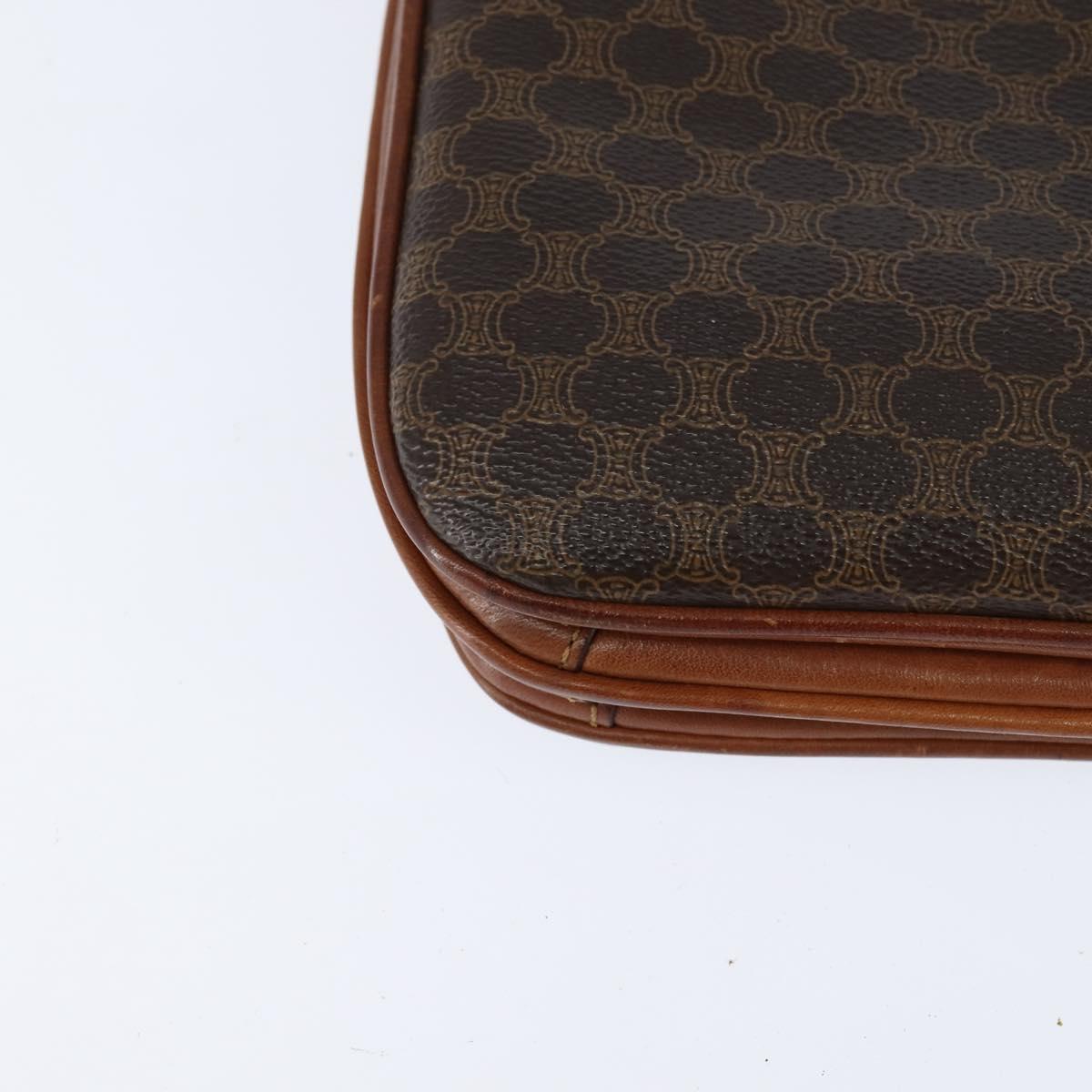 CELINE Macadam Canvas Shoulder Bag PVC Leather Brown Gold Auth 148183