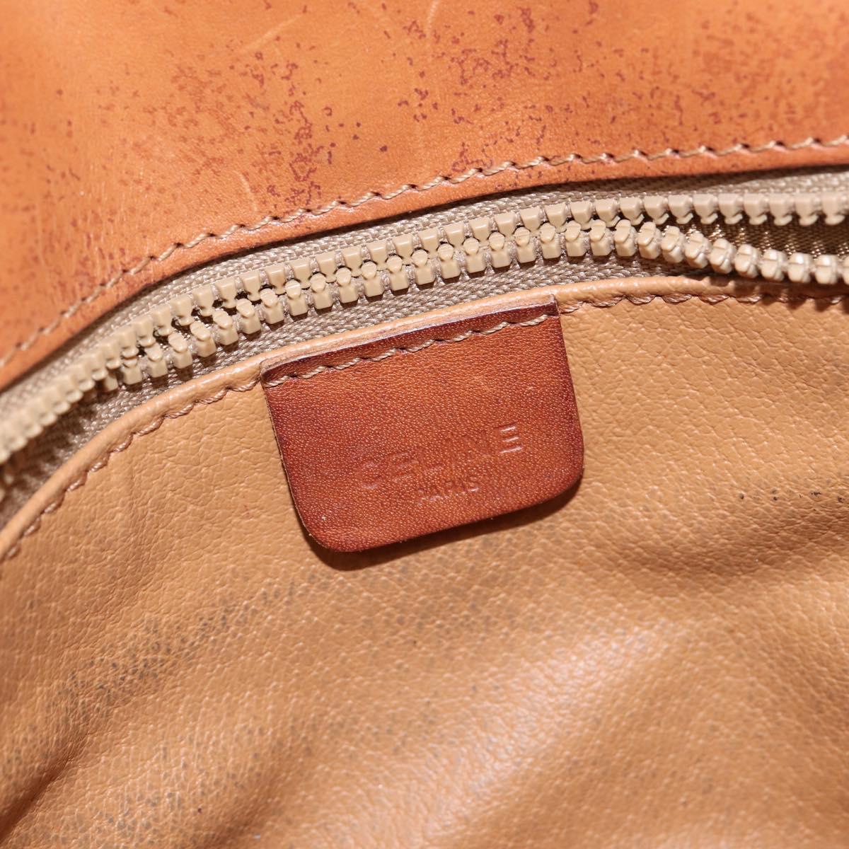 CELINE Macadam Canvas Shoulder Bag PVC Leather Brown Gold Auth 148183