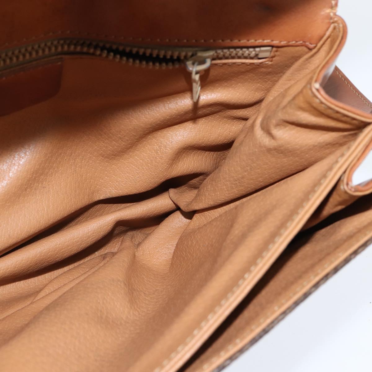 CELINE Macadam Canvas Shoulder Bag PVC Leather Brown Gold Auth 148183