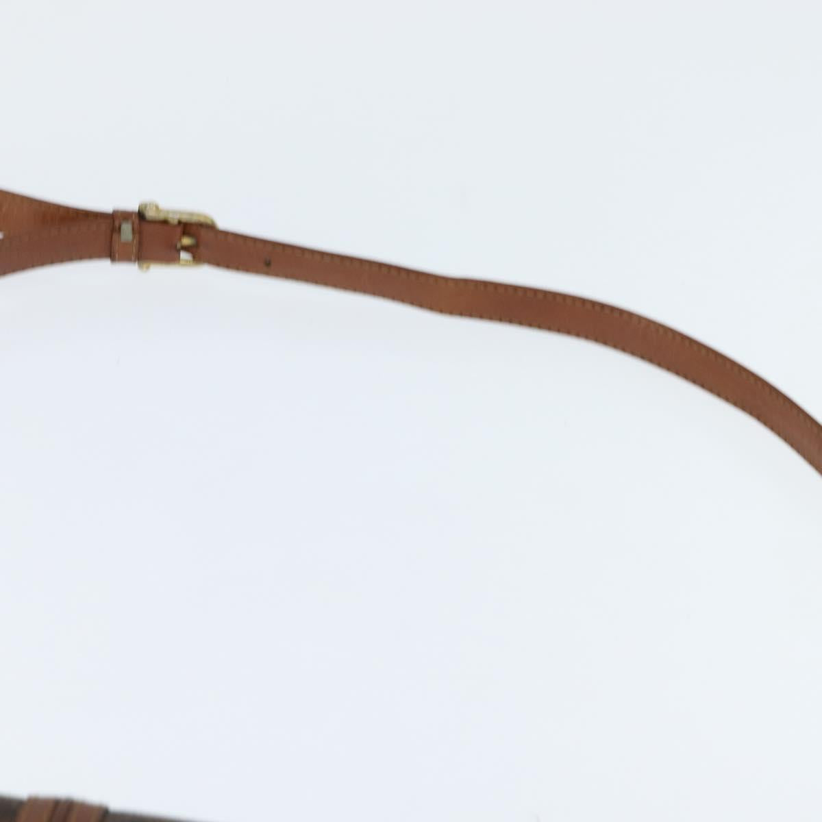 CELINE Macadam Canvas Shoulder Bag PVC Leather Brown Gold Auth 148183