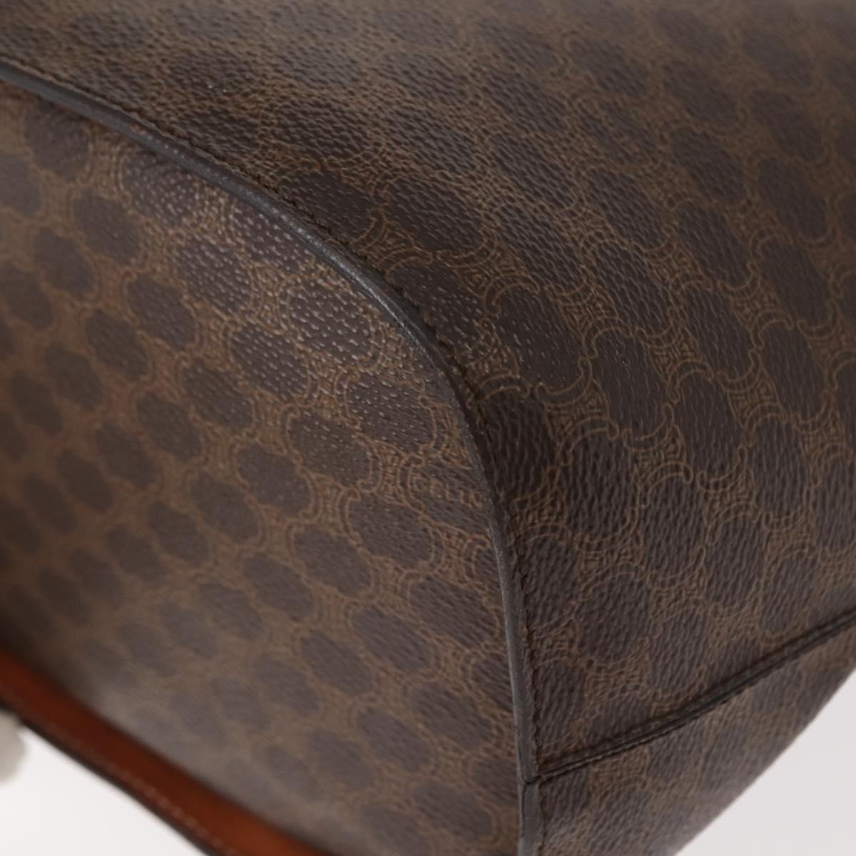 CELINE Macadam Canvas Circle Shoulder Bag PVC Leather Brown Gold Auth 148185