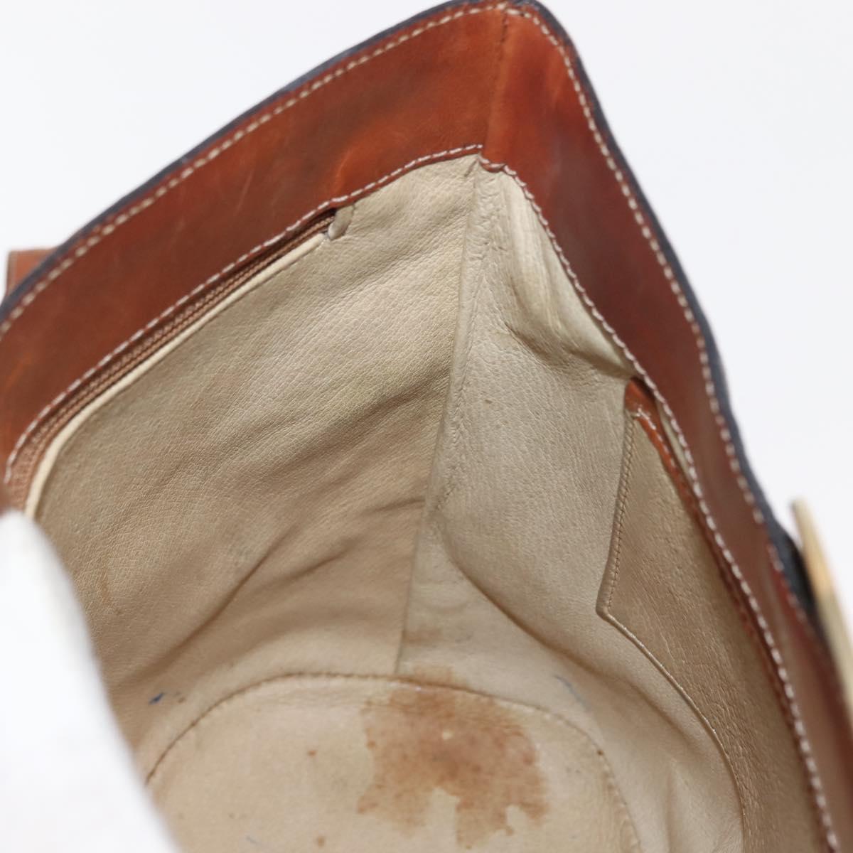 CELINE Macadam Canvas Circle Shoulder Bag PVC Leather Brown Gold Auth 148185