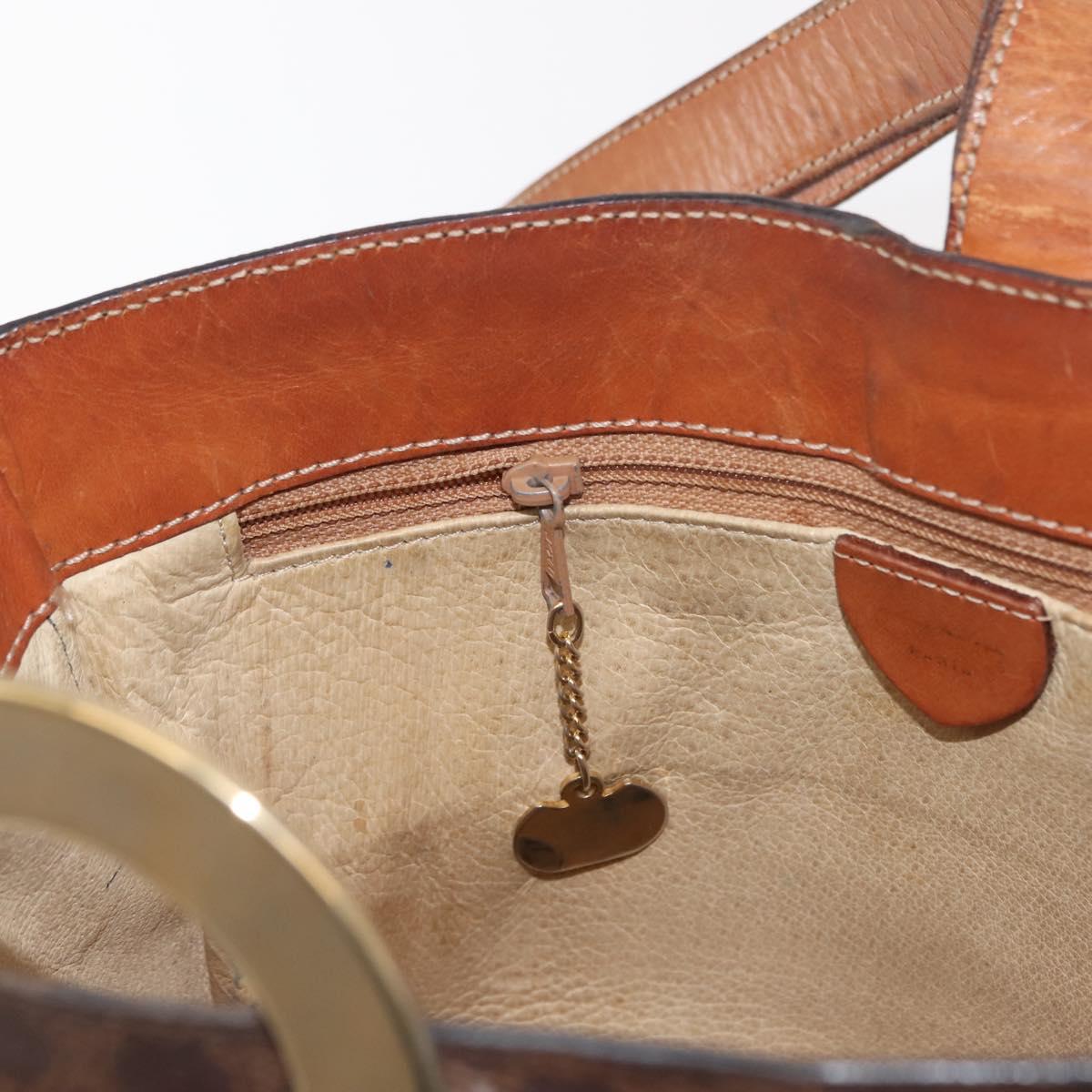 CELINE Macadam Canvas Circle Shoulder Bag PVC Leather Brown Gold Auth 148185