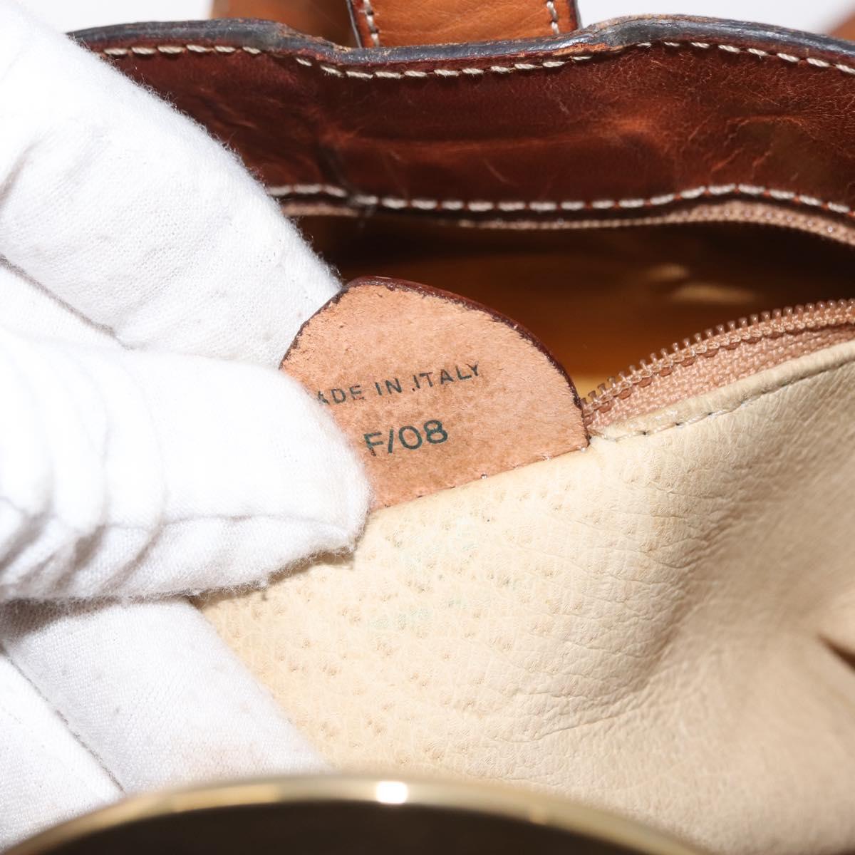 CELINE Macadam Canvas Circle Shoulder Bag PVC Leather Brown Gold Auth 148185