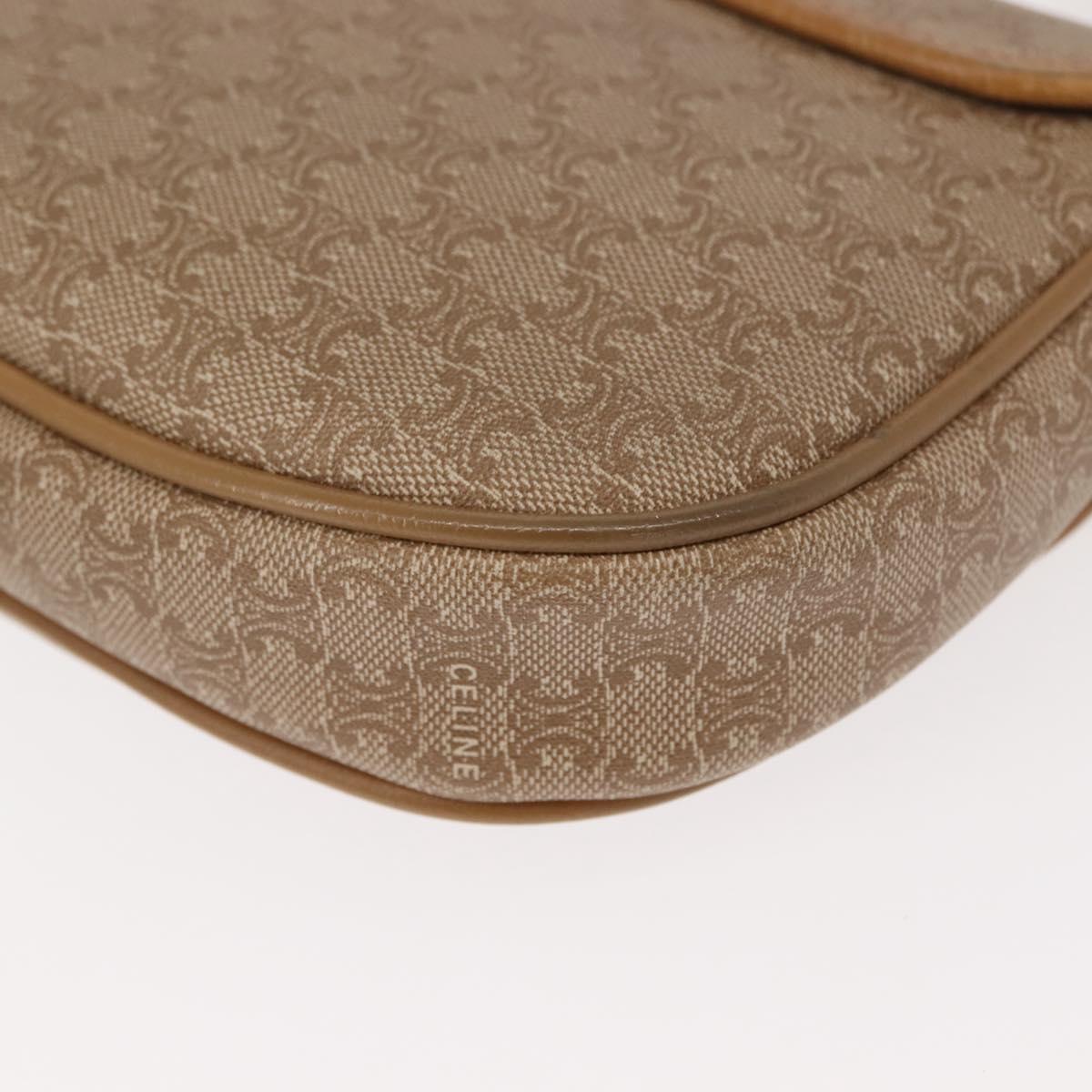 CELINE Macadam Canvas Shoulder Bag PVC Beige Gold Auth 148186