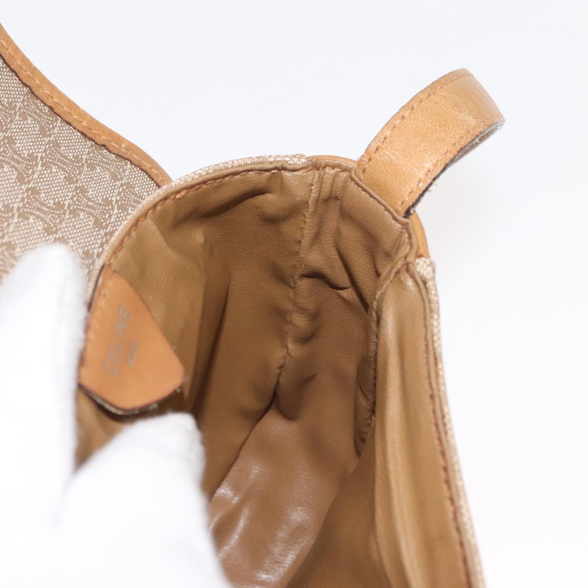 CELINE Macadam Canvas Shoulder Bag PVC Beige Gold Auth 148186