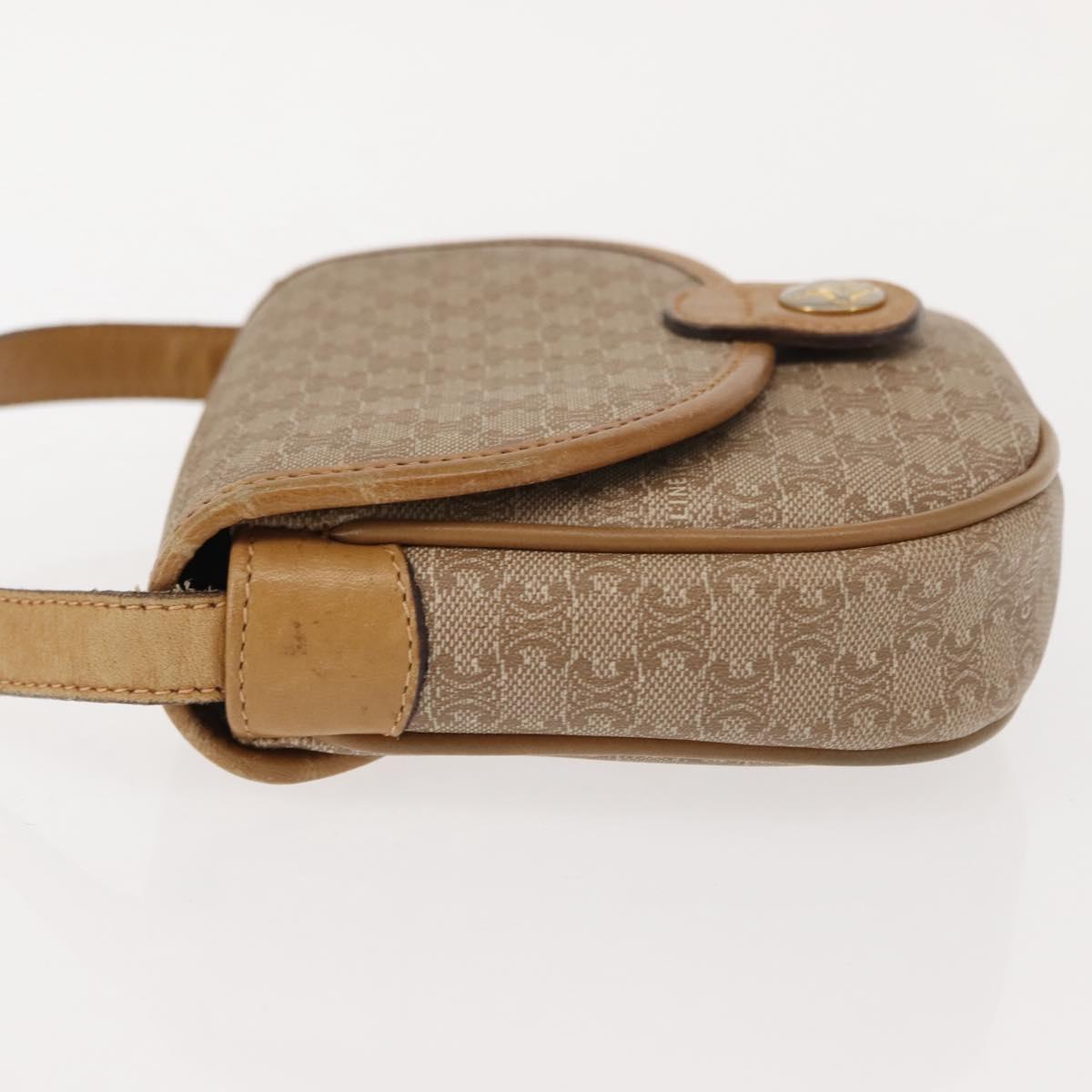CELINE Macadam Canvas Shoulder Bag PVC Beige Gold Auth 148186