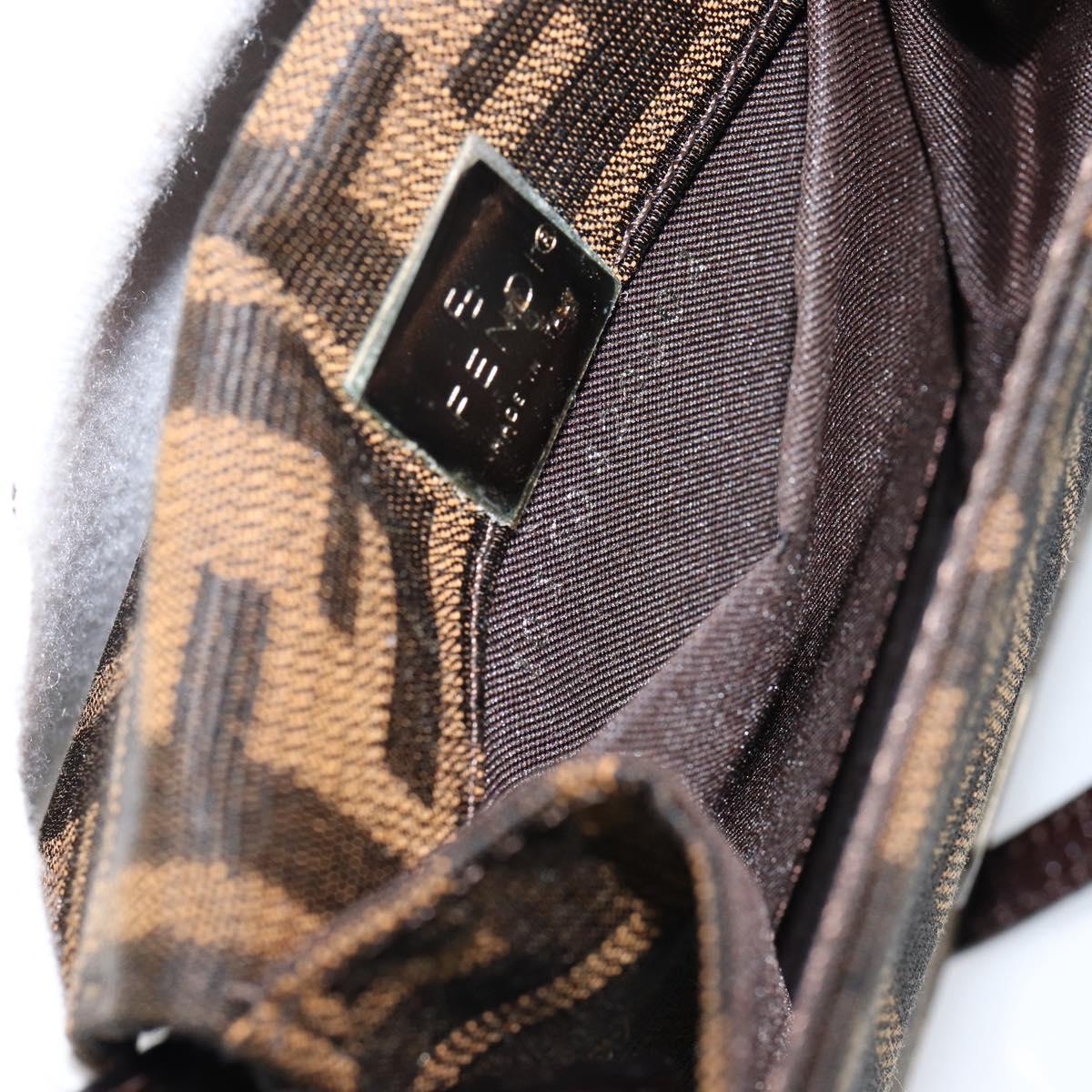 FENDI Zucca Canvas Mamma Baguette Shoulder Bag Black Brown Silver Auth 148188