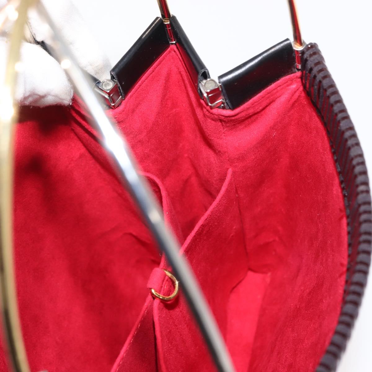 CARTIER Trinity Hand Bag Nylon Black Gold Auth 148194