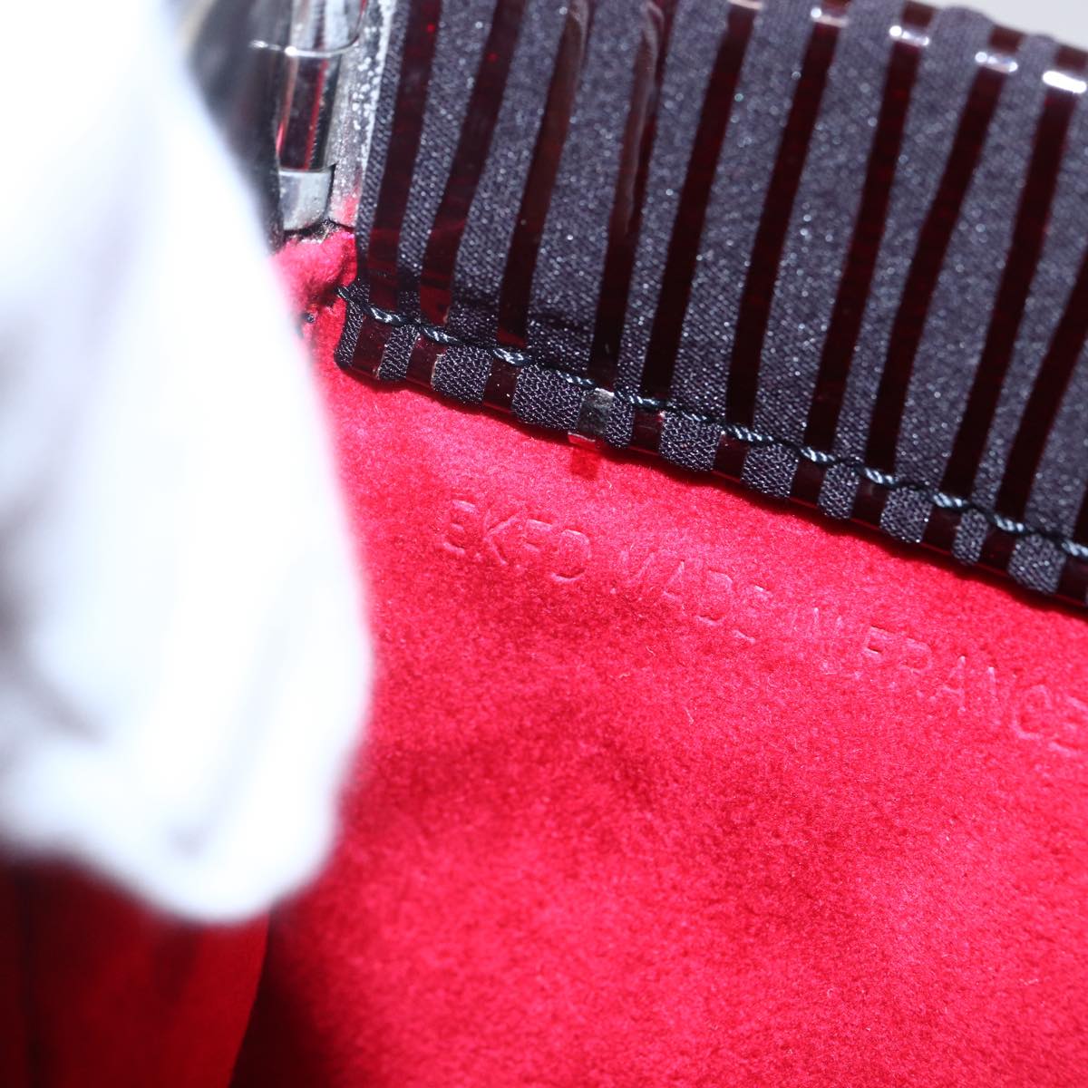 CARTIER Trinity Hand Bag Nylon Black Gold Auth 148194