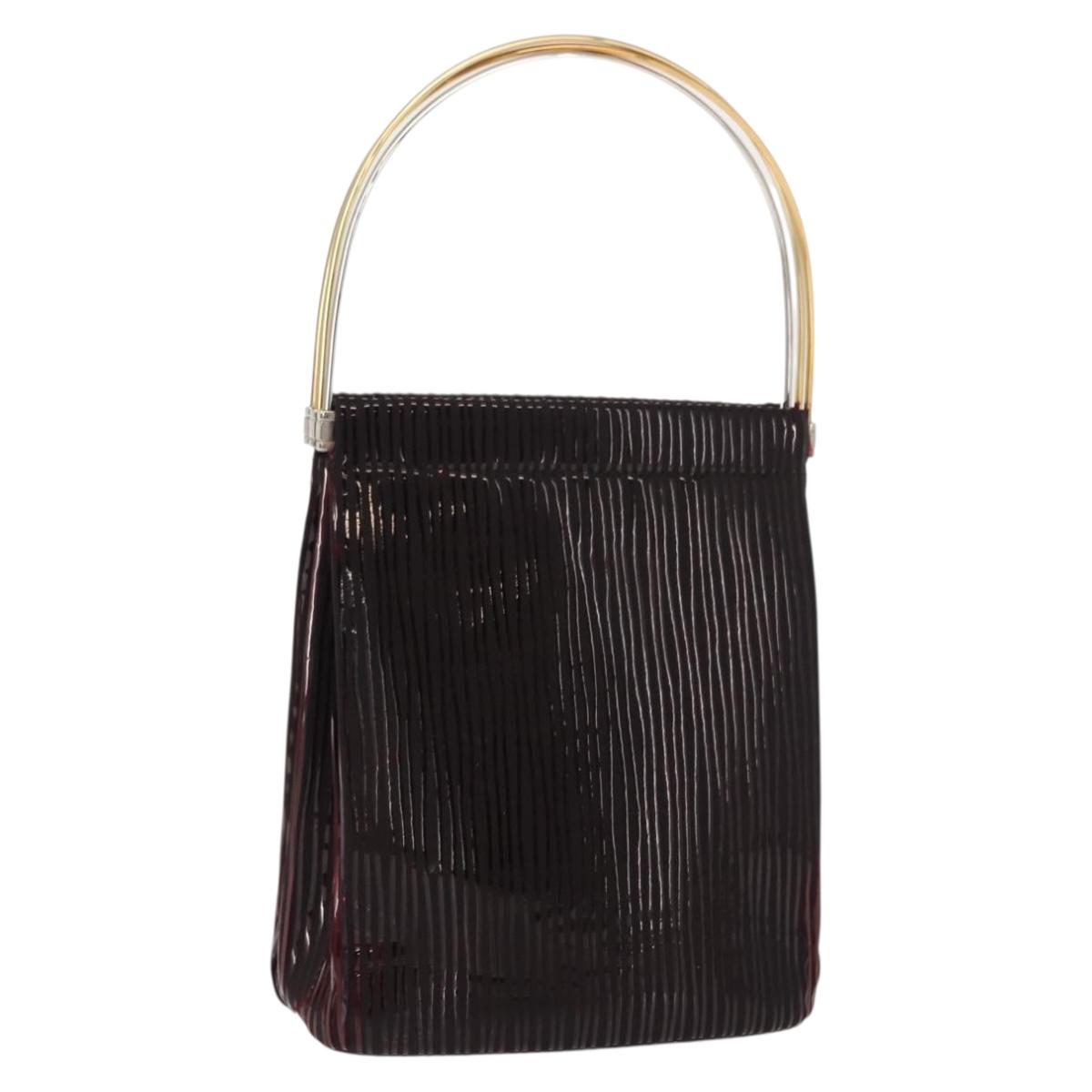 CARTIER Trinity Hand Bag Nylon Black Gold Auth 148194