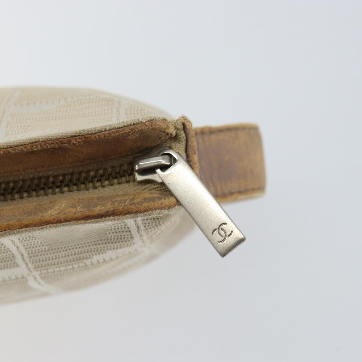 CHANEL New Travel Line Pouch Nylon Beige CC Auth 148196