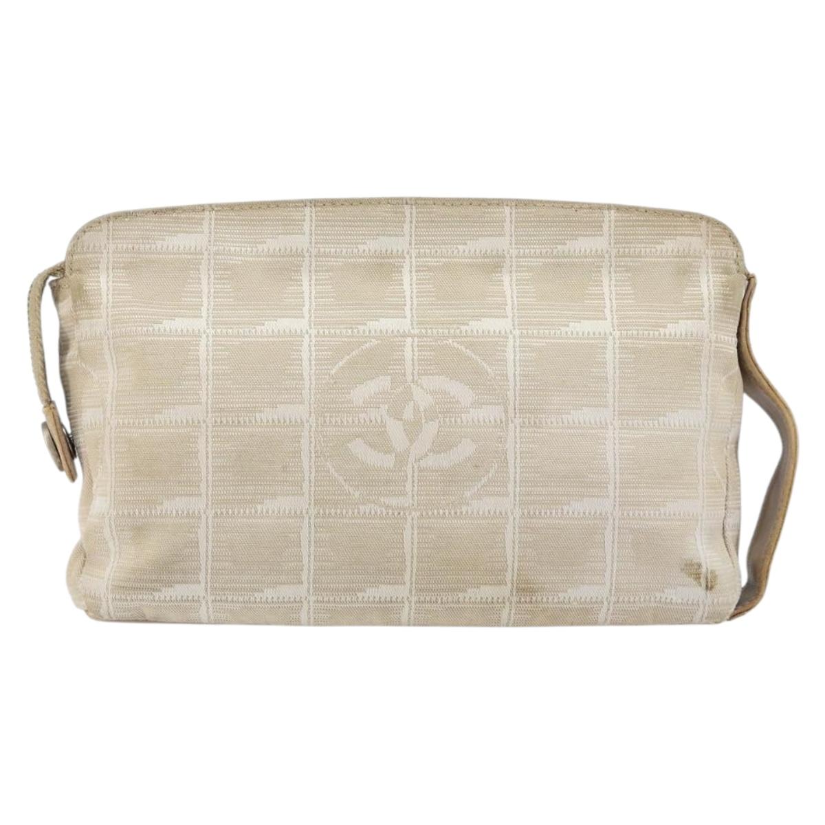 CHANEL New Travel Line Pouch Beige CC Auth 148196