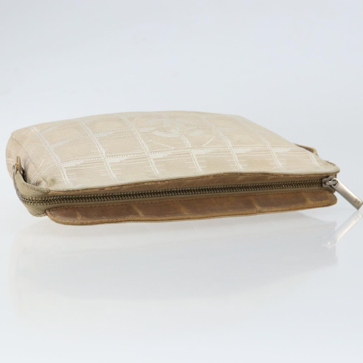 CHANEL New Travel Line Pouch Beige CC Auth 148196