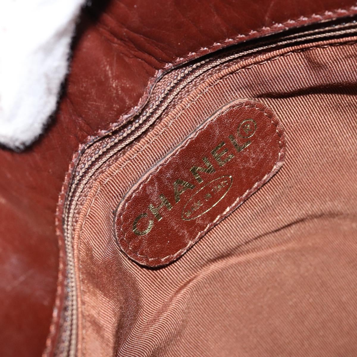 CHANEL Tote Bag Canvas Leather Beige Gold CC Auth 148197