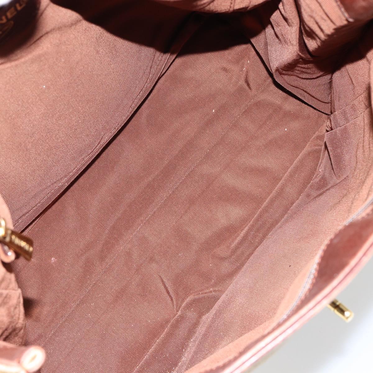 CHANEL Tote Bag Canvas Leather Beige Gold CC Auth 148197