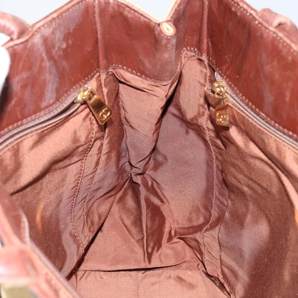 CHANEL Tote Bag Canvas Leather Beige Gold CC Auth 148197