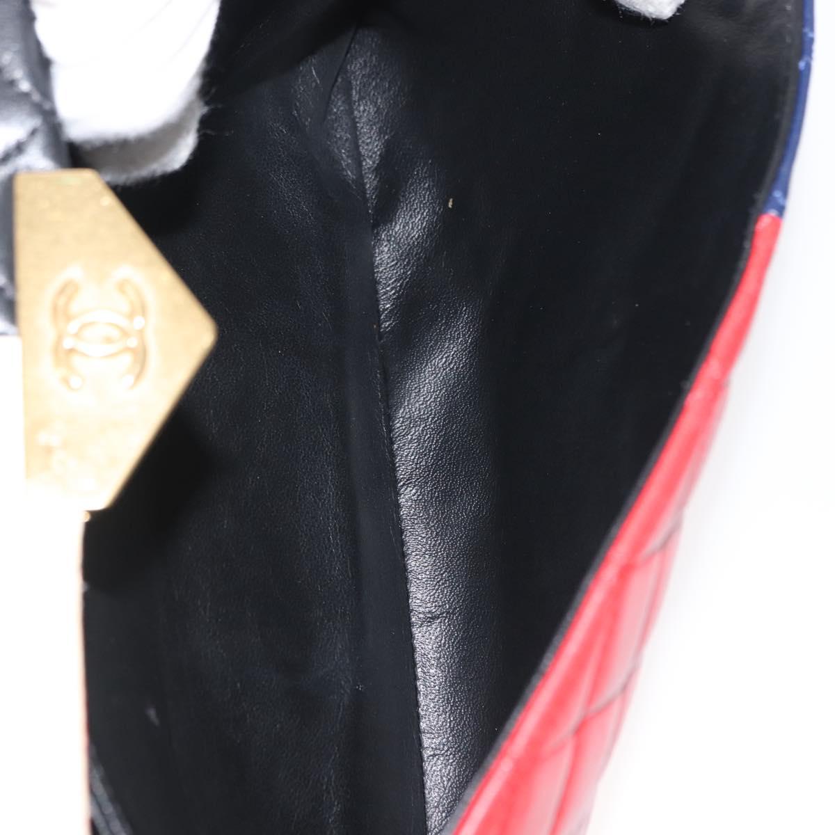 CHANEL Matelasse Chain Pagoda Bag Lamb Skin Multicolor Gold CC Auth 148199