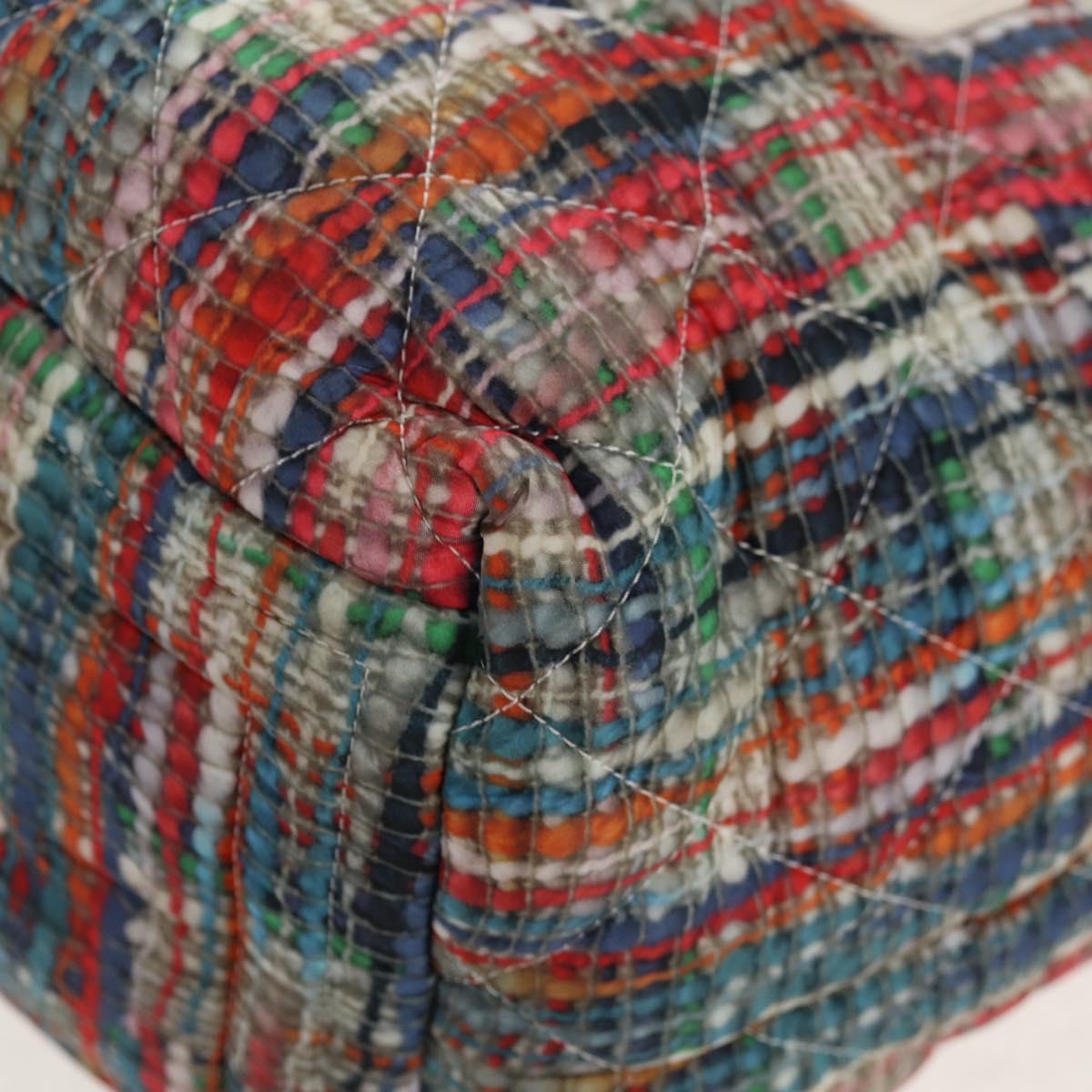 CHANEL Cococoon Tote Bag Nylon White Silver CC Auth 148203V