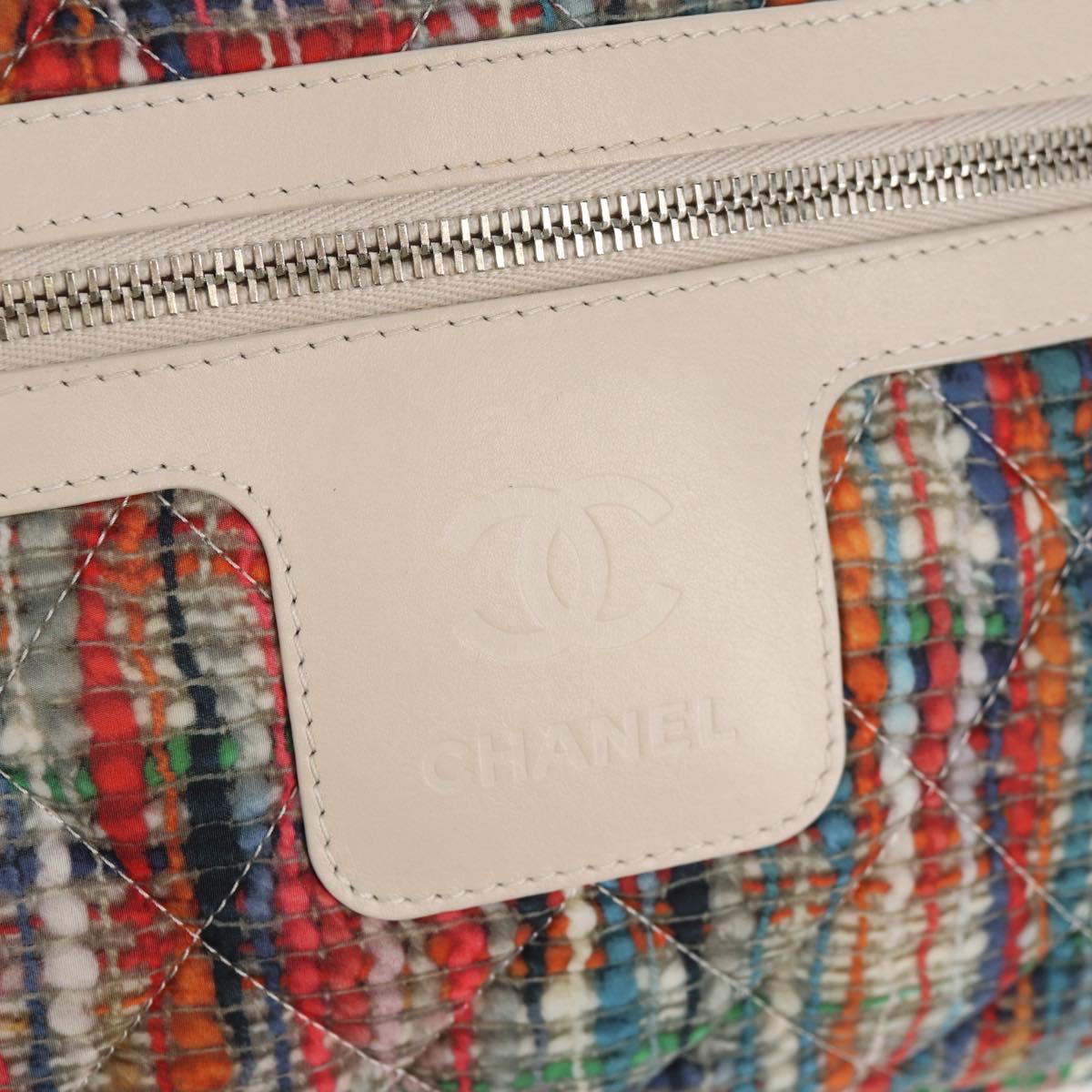 CHANEL Cococoon Tote Bag Nylon White Silver CC Auth 148203V