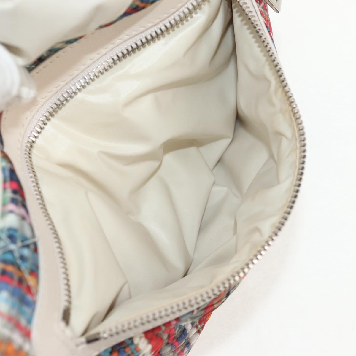 CHANEL Cococoon Tote Bag Nylon White Silver CC Auth 148203V