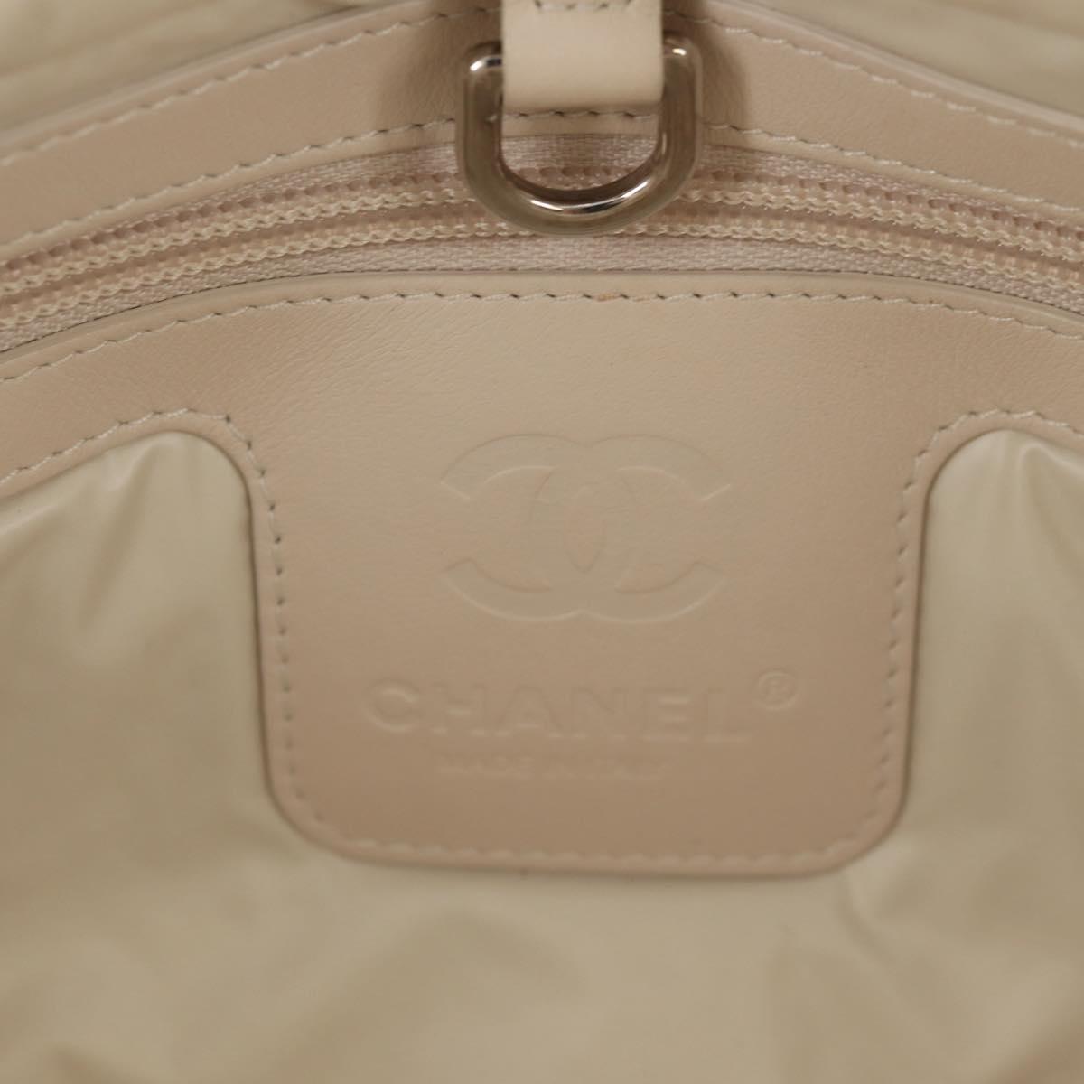 CHANEL Cococoon Tote Bag Nylon White Silver CC Auth 148203V